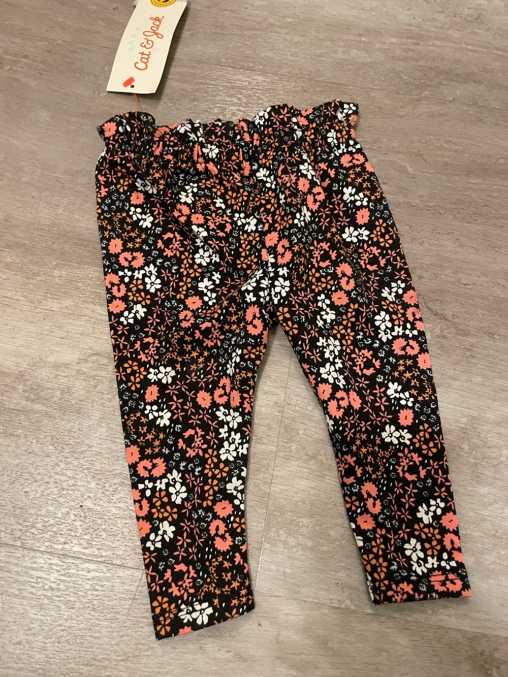 Cat & Jack Black Floral Leggings Flowers Baby Girl 0-3M